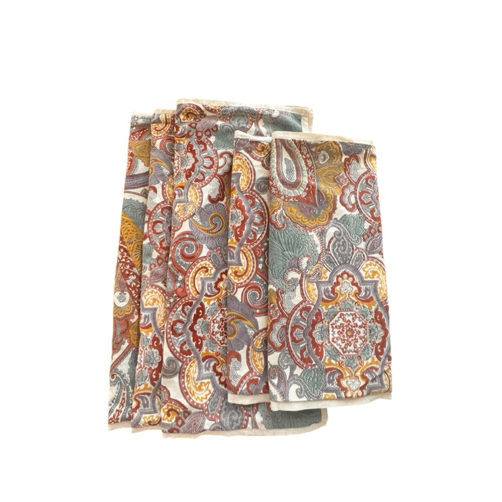 Frontgate Bellamy Paisley Multicolor Cotton & Linen Euro Queen Shams Set of‎ 5